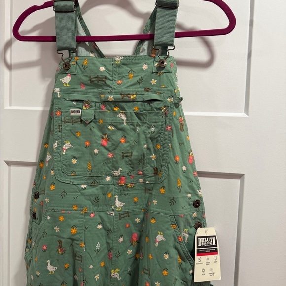 Duluth Trading Co Sage Overalls with Floral Design - Picture 2 of 10